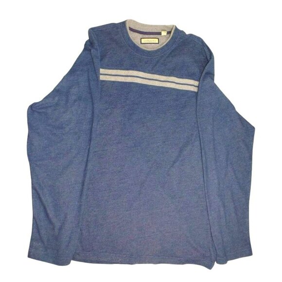 G.H. Bass & Co. Mens Pullover Blue with Grey Stripes Size XL    JH843 - Picture 1 of 3